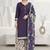 Purple printed cotton blend stitched floral print salwar kurta dupatta for women
