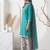 Teal printed cotton blend stitched floral print salwar kurta dupatta for women