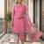 Pink printed cotton blend stitched geometric print salwar kurta dupatta for women