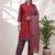 Red printed cotton blend stitched geometric print salwar kurta dupatta for women
