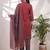 Red printed cotton blend stitched geometric print salwar kurta dupatta for women