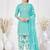 Light blue printed cotton blend stitched geometric print salwar kurta dupatta for women
