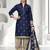 Blue printed cotton blend stitched geometric print salwar kurta dupatta for women