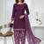 Purple printed cotton blend stitched floral print salwar kurta dupatta for women