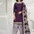 Purple printed cotton blend stitched geometric print salwar kurta dupatta for women