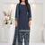 Blue printed cotton blend stitched floral print salwar kurta dupatta for women