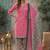 Pink printed cotton blend stitched floral print salwar kurta dupatta for women