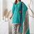 Teal printed cotton blend stitched floral print salwar kurta dupatta for women