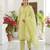 Yellow printed cotton blend stitched floral print salwar kurta dupatta for women