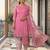Pink printed cotton blend stitched geometric print salwar kurta dupatta for women