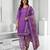 Purple printed cotton blend stitched geometric print salwar kurta dupatta for women