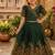 Green pashmina silk with all body pure zari weaving work lehenga choli for kids