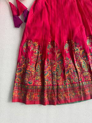 Ranipink pashmina silk with all body pure zari weaving work lehenga choli for kids 3