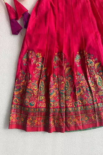 Ranipink pashmina silk with all body pure zari weaving work lehenga choli for kids
