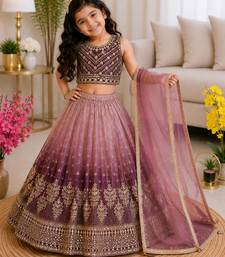 Kids' Multicolor Embroidered Lehenga Choli with Dupatta