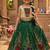 Green pure viscose dola silk with embroidery border lace lehenga choli for kids