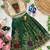 Green pure viscose dola silk with embroidery border lace lehenga choli for kids