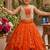 Orange pure viscose dola silk with embroidery border lace lehenga choli for kids