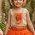 Orange pure viscose dola silk with embroidery border lace lehenga choli for kids