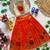 Orange pure viscose dola silk with embroidery border lace lehenga choli for kids
