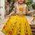 Yellow pure viscose dola silk with embroidery border lace lehenga choli for kids