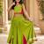 Parrotgreen rayon cotton lace work lehenga choli for kids