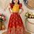 Red pure viscose dola silk with embroidery border lace lehenga choli for kids