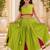 Parrotgreen rayon cotton lace work lehenga choli for kids
