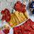 Red pure viscose dola silk with embroidery border lace lehenga choli for kids
