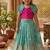 Skyblue pure viscose dola silk with embroidery border lace lehenga choli for kids