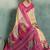 Beige floral linen kalamkari saree with blouse