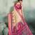 Beige floral linen kalamkari saree with blouse