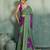 green floral cotton blend bollywood saree with blouse
