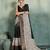 Black floral polka linen bollywood saree with blouse