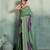 green floral cotton blend bollywood saree with blouse