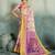 Cream floral linen kalamkari saree with blouse