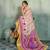 Cream floral linen kalamkari saree with blouse