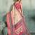 Cream pink floral linen kalamkari saree with blouse