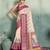 Cream wine floral linen kalamkari saree with blouse