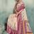 Cream wine floral linen kalamkari saree with blouse