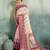 Cream wine floral linen kalamkari saree with blouse
