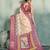 Cream wine floral linen kalamkari saree with blouse