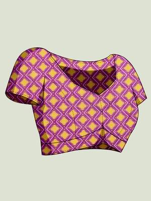 Cream wine floral linen kalamkari saree with blouse 5