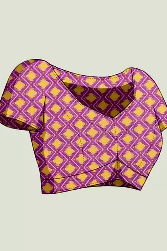 Cream wine floral linen kalamkari saree with blouse