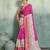 Magenta floral polka linen bollywood saree with blouse