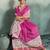 Magenta floral polka linen bollywood saree with blouse