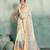 Off white floral polka linen bollywood saree with blouse