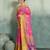 Pink floral linen kalamkari saree with blouse