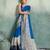Royal blue floral polka linen bollywood saree with blouse