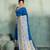 Royal blue floral polka linen bollywood saree with blouse